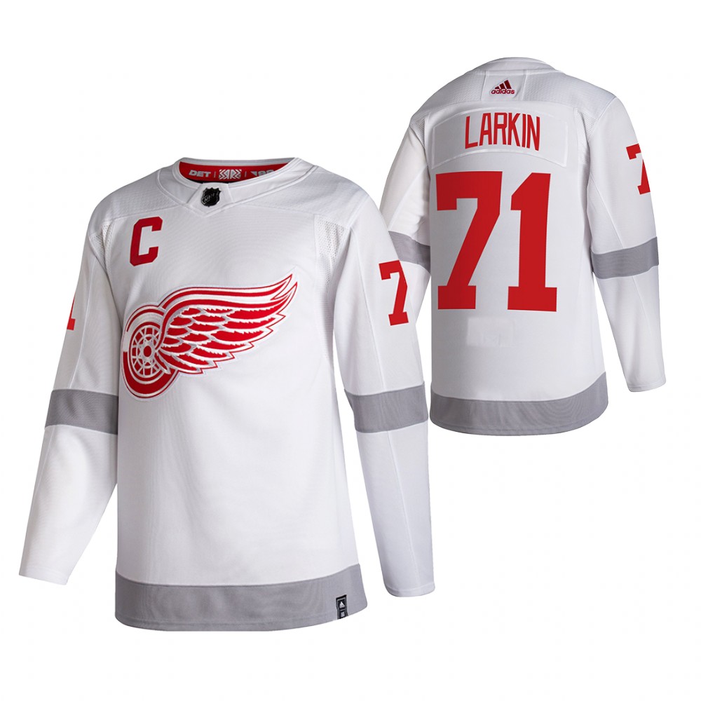 2021 Adidias Detroit Red Wings #71 Dylan Larkin White Men Reverse Retro Alternate NHL Jersey